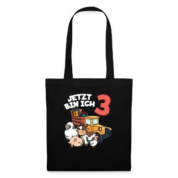 Ich bin schon 3 Traktor 3. Geburtstag - Stoffbeutel - Schwarz - Vorne