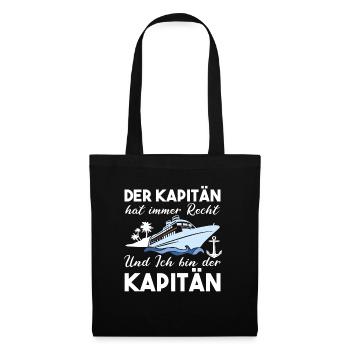 Der Kapitän Hat Immer Recht Lustige Bootbesitzer - Stoffbeutel - Schwarz - Vorne