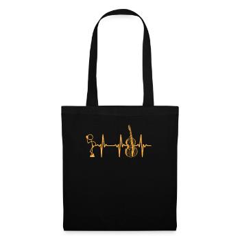 Stick Figure Double Bass Heartbeat - Funny Double - Sac en tissu - noir - Devant