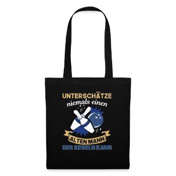 Unterschätze Niemals Einen Alten Mann Der Kegeln - Stoffbeutel - Schwarz - Vorne
