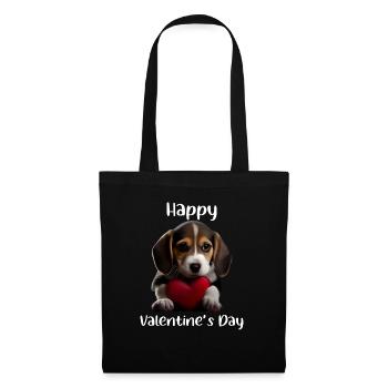 Happy Valentins Day Beagle - Stoffbeutel - Schwarz - Vorne