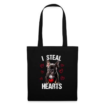 Je vole des cœurs chien Frenchie français bulldog - Sac en tissu - noir - Devant
