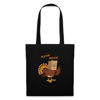 Meow Meow Thanksgiving Turquie Chat Drôle Faux Chat - Sac en tissu - noir - Devant