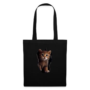 Chat mignon Chaton Craqué Chat Amants Chats Chats - Sac en tissu - noir - Devant
