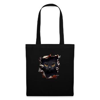 Chat mignon Chaton Craqué Chat Amants Chats Chats - Sac en tissu - noir - Devant