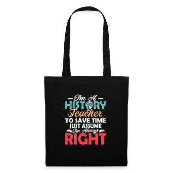 Je suis professeur d’histoire pour gagner du temps Professeur Educa - Sac en tissu - noir - Devant