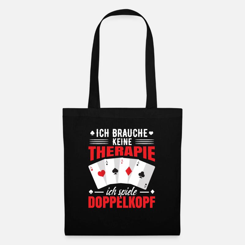 Doppelkopf lustiger Spruch - Stoffbeutel - Schwarz