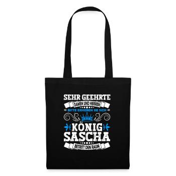 Sascha Namensshirt mit lustigem König Spruch - Stoffbeutel - Schwarz - Vorne