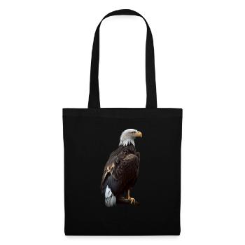 Cooles Polygon Design Mit Einem Weißkopfseeadler - Stoffbeutel - Schwarz - Vorne