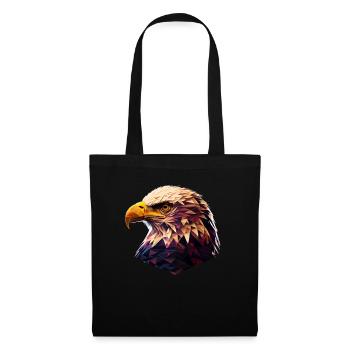 Cooles Polygon Design Mit Einem Weißkopfseeadler - Stoffbeutel - Schwarz - Vorne