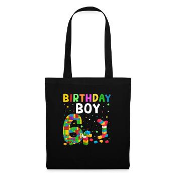 Blocs de construction enfant anniversaire 6 ans - Sac en tissu - noir - Devant
