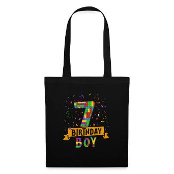 Blocs de construction enfant anniversaire 7 ans - Sac en tissu - noir - Devant