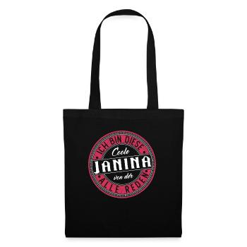 Janina Geschenkidee Geschenk Geburtstag - Stoffbeutel - Schwarz - Vorne