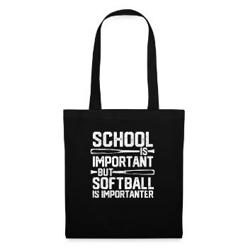 Schule ist wichtig, aber Softball ist noch wichtig - Stoffbeutel - Schwarz - Vorne