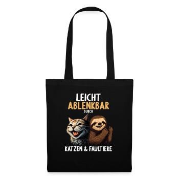 Leicht Ablenkbar durch Katzen Und Faultiere - Stoffbeutel - Schwarz - Vorne