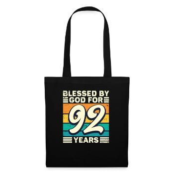 92 Geburtstag Geschenk Jahre Lustig Spruch - Stoffbeutel - Schwarz - Vorne
