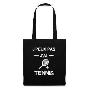 Je peux pas j'ai tennis raquette cadeau tennisman - Sac en tissu - noir - Devant