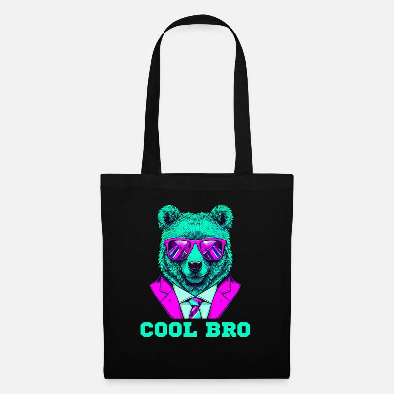 cool bro bär - Stoffbeutel - Schwarz