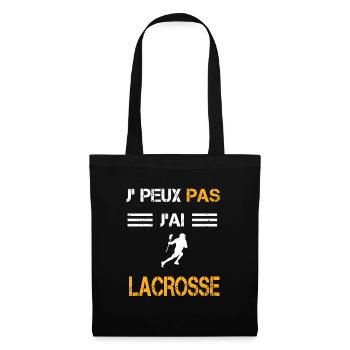 Je peux pas j'ai lacrosse cadeau hockeyeur - Sac en tissu - noir - Devant