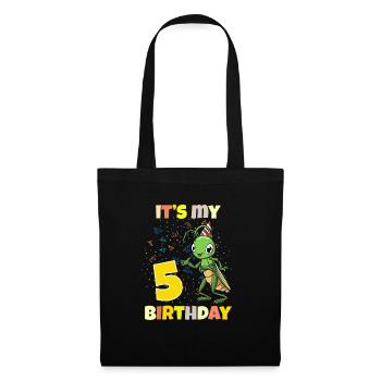 C’est ma sauterelle de 5ème anniversaire - Sac en tissu - noir - Devant