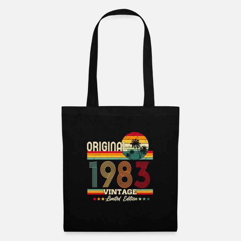 Original 1983 Vintage Geburtstag Geschenk Retro - Stoffbeutel - Schwarz