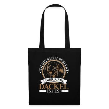 Mein Dackel Ist Perfekt Rauhaardackel - Stoffbeutel - Schwarz - Vorne