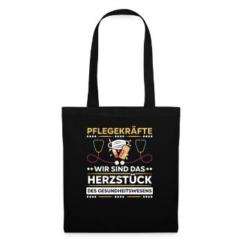 Pflegekräfte Sind Das Herzstück - Stoffbeutel - Schwarz - Vorne