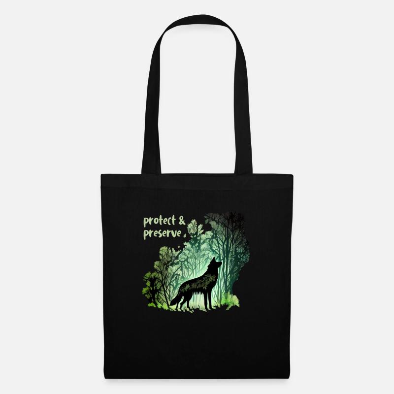 Wölfe Silhouette Naturschutz Tierschutz Wolf - Stoffbeutel - Schwarz