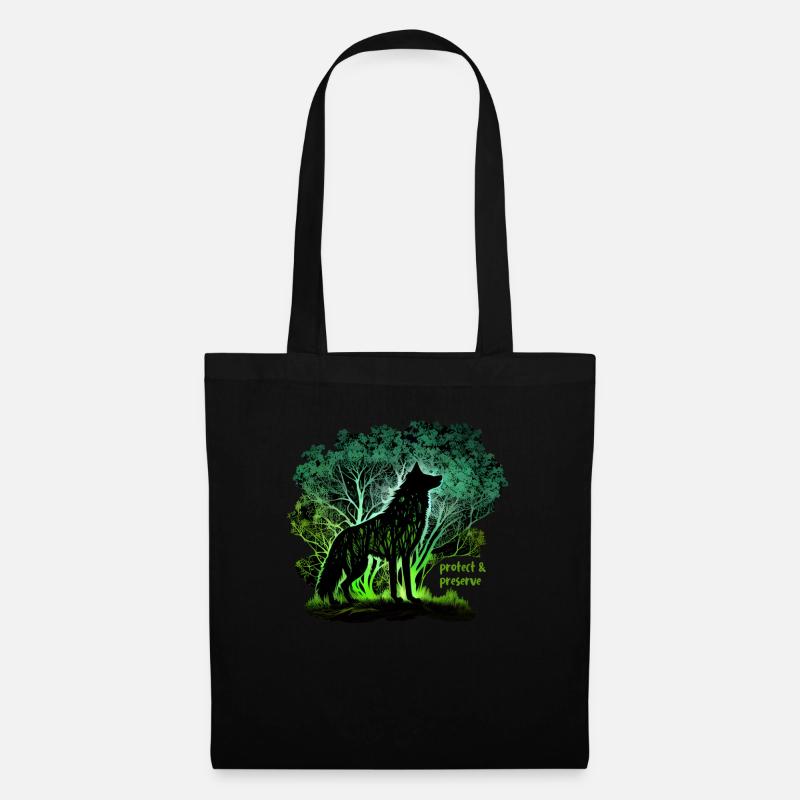 Wölfe Silhouette Naturschutz Tierschutz Wolf - Stoffbeutel - Schwarz