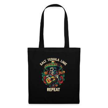 Sel Tequila Lime Buveur de Tequila alcoolisée répété - Sac en tissu - noir - Devant