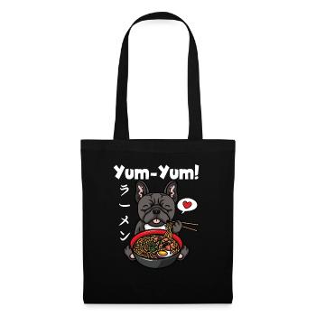 Japon Anime Bulldog Ramen Nouilles Chien Kawaii - Sac en tissu - noir - Devant