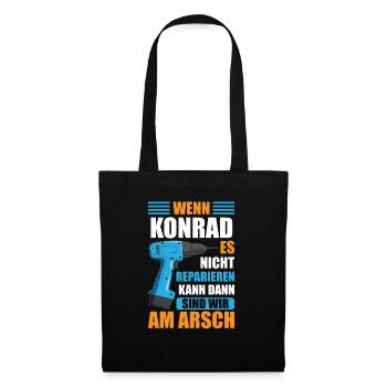 Konrad Vorname Name Geburtstag Reparieren - Stoffbeutel - Schwarz - Vorne