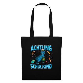 Achtung Schulkind 1. Klasse Dinosaurier Tyranno - Stoffbeutel - Schwarz - Vorne