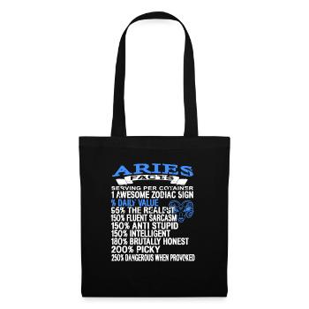 Aries Facts Per Serving Retro Funny Astrology - Stoffbeutel - Schwarz - Vorne