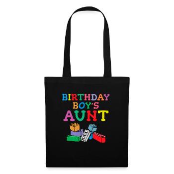 Blocs de construction de la tante du garçon d’anniversaire - Sac en tissu - noir - Devant