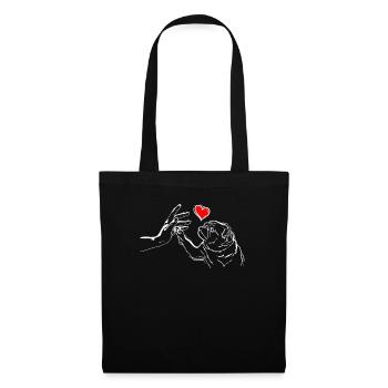 Mops Liebe High Five - Stoffbeutel - Schwarz - Vorne