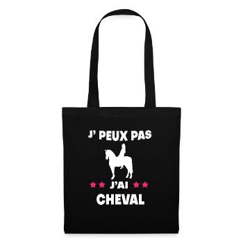 Je peux pas j'ai cheval femme cavalière - Sac en tissu - noir - Devant