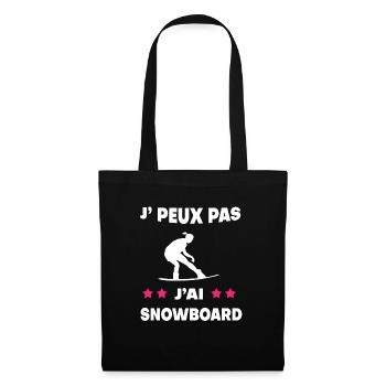 Je peux pas j'ai snowboard femme snowboardeuse - Sac en tissu - noir - Devant