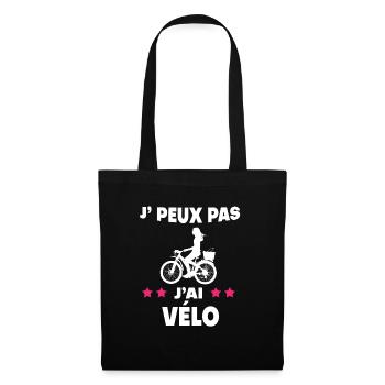 Je peux pas j'ai vélo femme cycliste - Sac en tissu - noir - Devant
