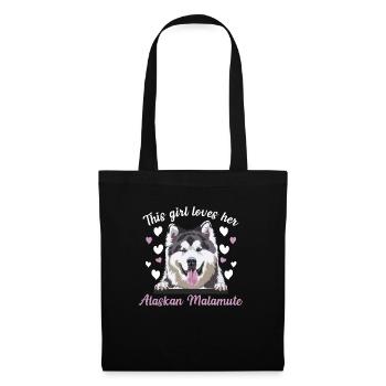 Alaskan Malamute Hund - Stoffbeutel - Schwarz - Vorne