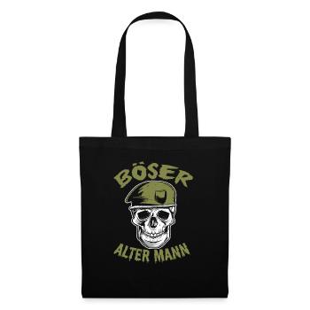 Böser Alter Mann Totenkopf Camouflage Opa - Stoffbeutel - Schwarz - Vorne