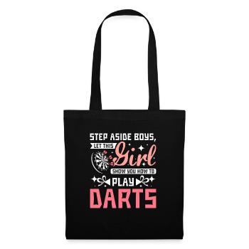 Dieses Mädchen zeigt dir, wie man Dart spielt - Stoffbeutel - Schwarz - Vorne