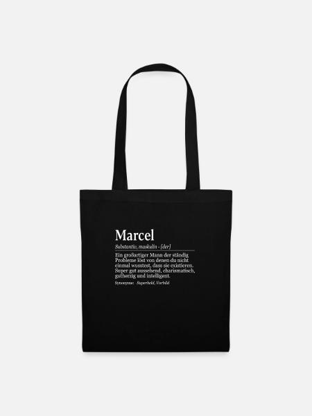 Marcel Definition Namenstag Geburtstag Name - Stoffbeutel - Schwarz