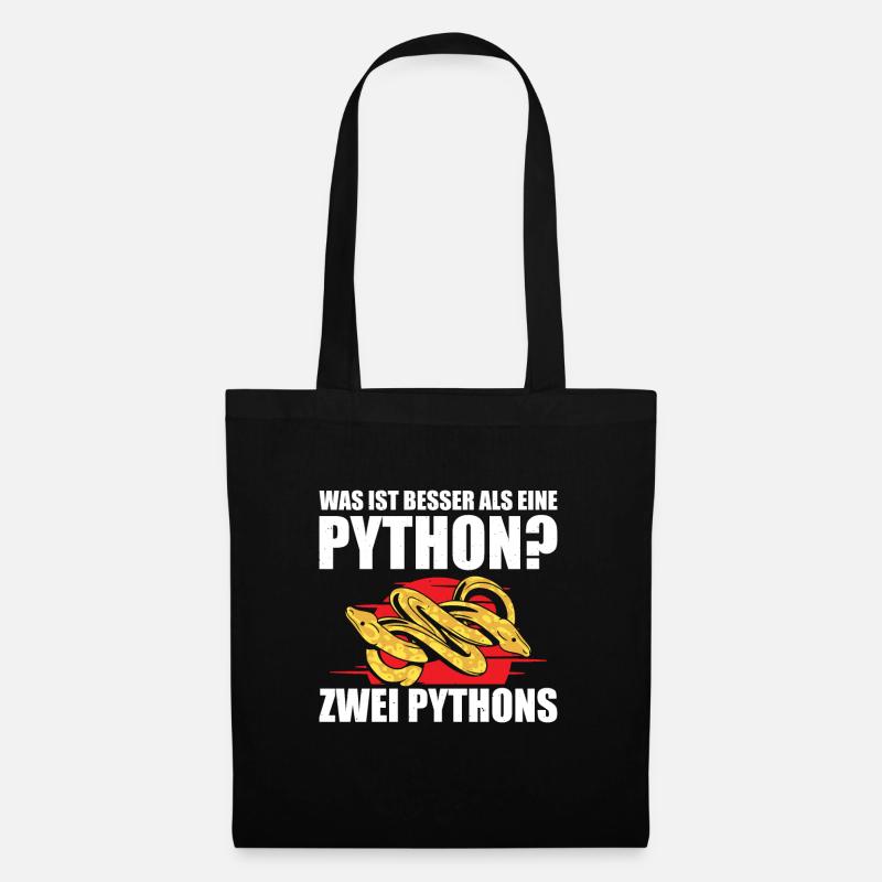 Was ist besser als eine Python? Zwei Pythons - Stoffbeutel - Schwarz