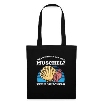 Was ist besser als eine Muschel? Viele Muscheln - Stoffbeutel - Schwarz - Vorne
