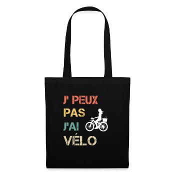 Je peux pas j'ai vélo femme vintage - Sac en tissu - noir - Devant