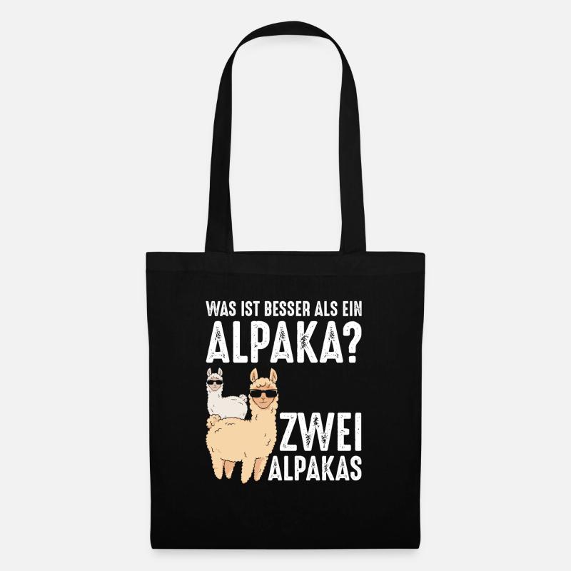 Was ist besser als ein Alpaka? Zwei Alpakas - Stoffbeutel - Schwarz