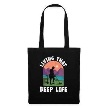 Living That Beep Life Detectorist Chasse au trésor - Sac en tissu - noir - Devant