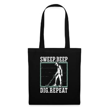 Sweep Beep Dig Repeat Sondengänger Schatzsuche - Stoffbeutel - Schwarz - Vorne
