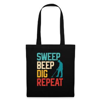 Sweep Beep Dig Repeat Sondengänger Schatzsuche - Stoffbeutel - Schwarz - Vorne